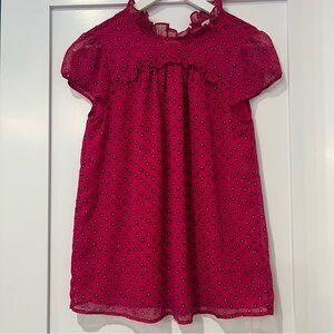 Carolina Belle Magenta and Black Patterned Ruffled Flowy Blouse